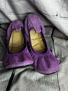 Ollio Girls' Glitter Ballet Flats - Purple